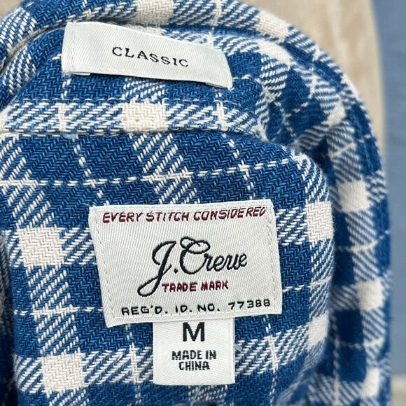 J. Crew Cotton button Down Men's Medium Blue Plaod Shirt - Picture 8 of 8